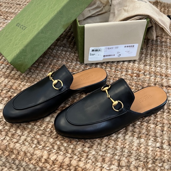 NWT Gucci WOMEN'S PRINCETOWN LEATHER SLIPPER - Picture 3 of 5